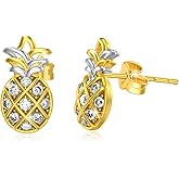 AOBOCO Sterling Silver Flower Series Stud Earrings with Crystals, Birthday Christmas Jewelry Gift for Her