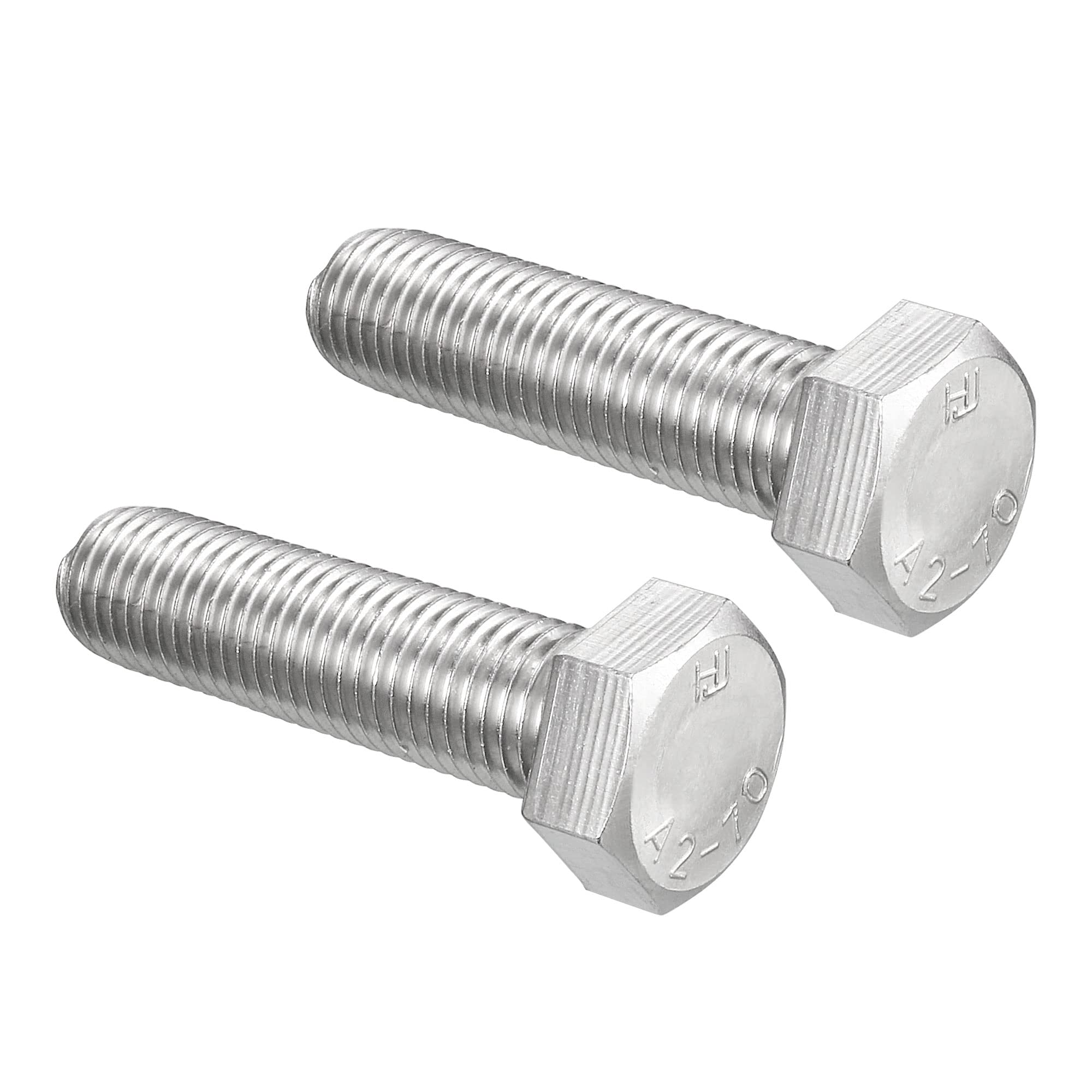 sourcing map M16 Hex Bolt M16-2 x 60mm 304 Stainless Steel 4.8 Grade Fully Threaded Hexagonal Head Screw Bolts 2pcs