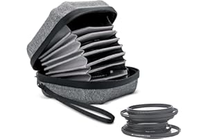 JJC 10 Pockets Hard Shell Lens Filter Bag Up to 95mm, Water Resistant & Dustproof, Camera Filter Pouch with Microfiber Cleani