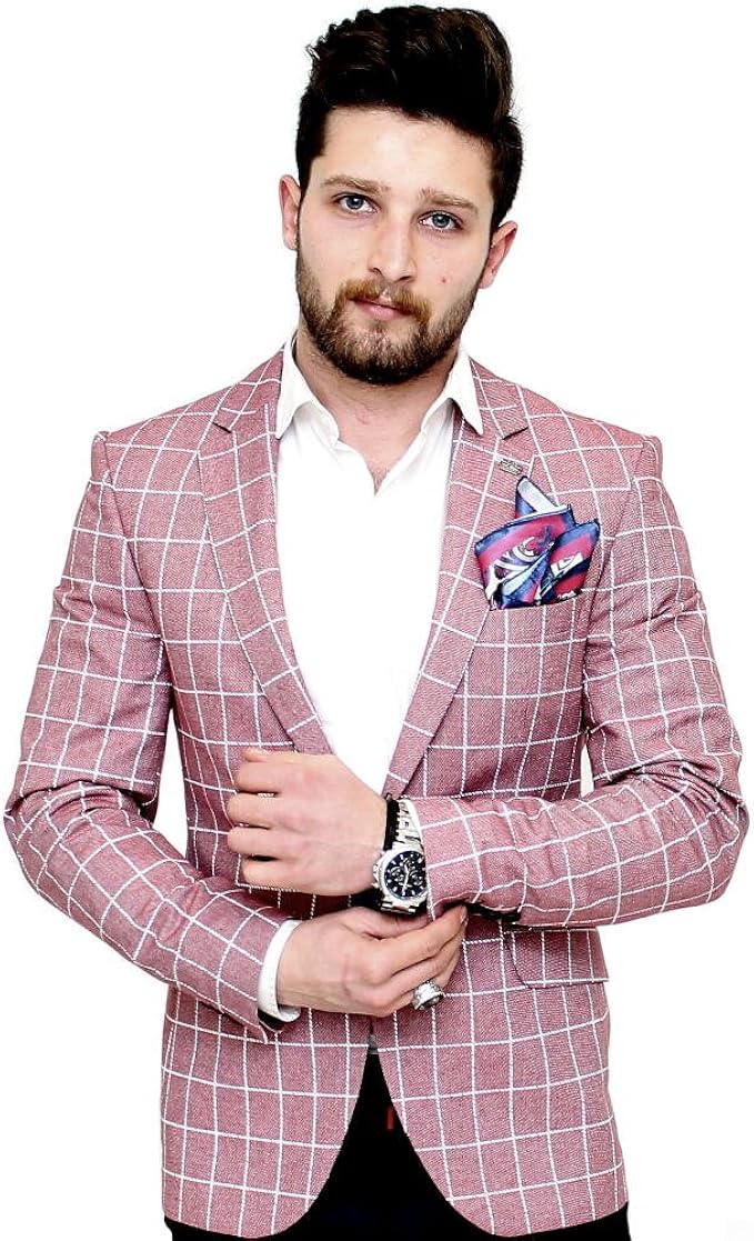 Amazon テーラードジャケット サマージャケット ブレザー チェック メンズ ビジネス ジャケパン エンジ 白 一つボタン 細身 タイト シルエット 背抜き 春夏秋 ４６ ｓ コート ジャケット 通販