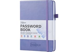 YHCFLY Password Book with Alphabetical tabs, Hardcover Internet Address & Password Organizer Logbook, Medium Size Password Keeper Notebook Journal for Home Office (Purple)