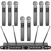 Phenyx Pro 8-Ch UHF Metal Dynamic Wireless Microphone System PTU-4200-8H | 8 Handheld Mics, 8 x 20 Frequencies, 200 ft Range, Karaoke, Church Services, DJ Sets