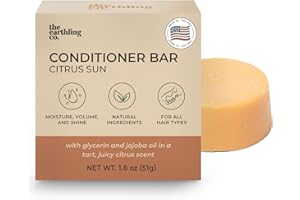 The Earthling Co. Conditioner Bar - Promote Hair Growth, Strengthen & Moisturize All Hair Types - Paraben & Sulfate Free formula with Natural Ingredients for Dry Hair (Citrus Sun, 1.8 oz)