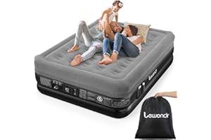 Lewondr Queen Air Mattress with Built in Pump,18" Deluxe Blow Up Mattress Airbed, Comfy Self Inflating Air Mattress, 3Min Fas