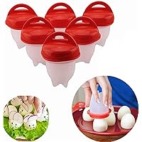 Zidiao Egg Cooker - Hard Boiled Eggs without the Shell, 6 Egg Cups,Non Stick Silicone Boiled Steamer Eggies, BPA Free