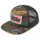 KTM Liberty Trucker Cap - Men's Camo Mesh Back Hat, American Flag Patch Design, Camo Green, UPW260014700