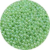 1000pcs Pearl Beads for Crafts 6mm AB Colors Round Loose Pearl Beads for Necklaces Bracelets Earrings Jewelry Making Home Decoration(Light Green AB)