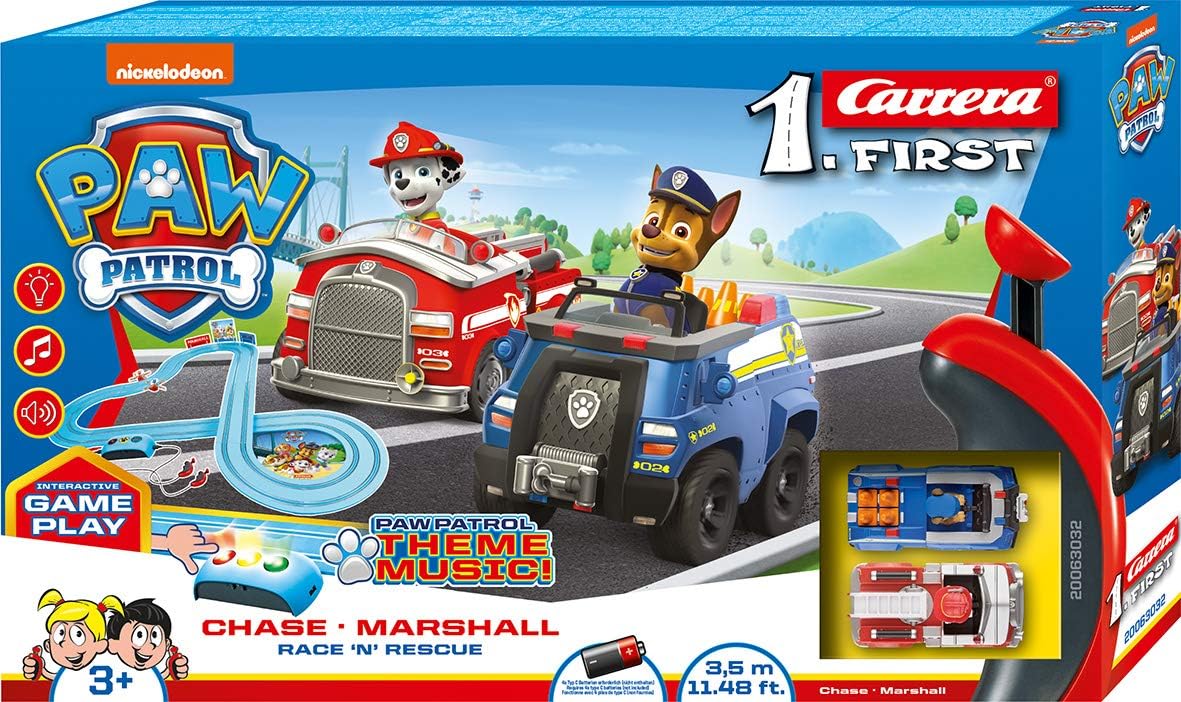 carrera paw patrol on the track