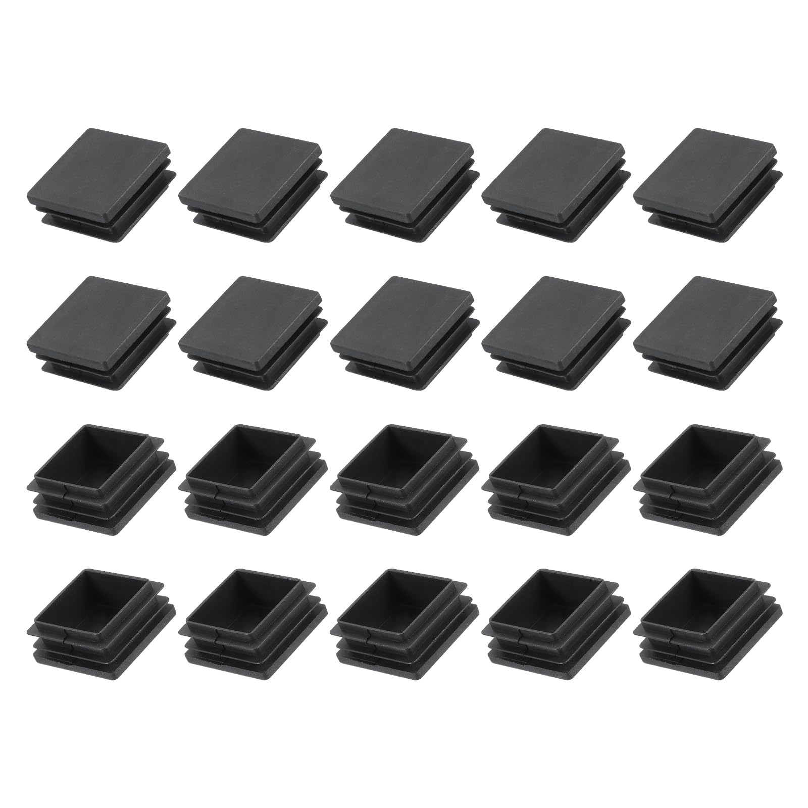 METALLIXITY Square Tube End Cap(40 x 40mm) 24Pcs, Plastic Plugs Insert End Caps Pipe Cap Cover Threaded End Blanking Caps Protector - for Square Tube Fence Furniture Table Chair Legs, Black