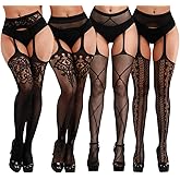 DRESHOW Fishnet Suspender Pantyhose Stockings Hight Waist Tights Thigh High Pantyhose