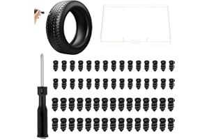 Gjinxi 60PCs Tire Repair Rubber Nail with Screwdriver, Tire Plug Repair Kit, User-Friendly Car Wheel Puncture Repairs Screws Compatible with Auto, Motorcycle, Bike, Truck, Tractor, ATV