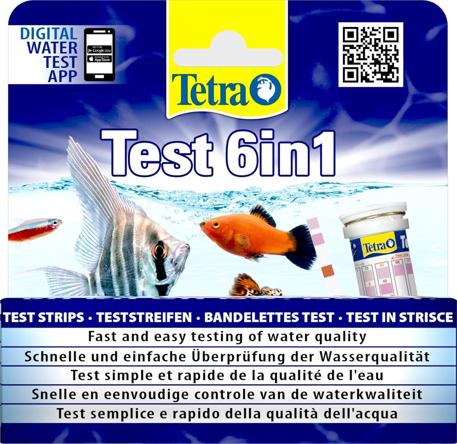 Tetra Test 6-in-1 Strips Aquarium to Test 6 Essential Water Quality Parameters in Less Than 60 Seconds, Pack of 25