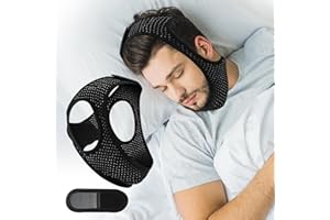 GNAYE Anti Snoring Devices - Simple and Effective Stop Snoring Solution, Adjustable Breathable Chin Strap for Sleeping for Men and Women, Comfortable Sleep Apnea Devices Chin Strap, Black 60CM
