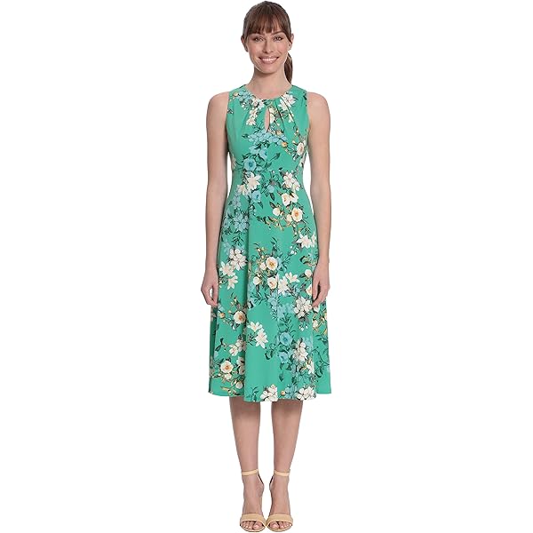 Calvin Klein Womens Sleeveless Floral Fit and Flare, Cham Multi, 2 at  Amazon Women's Clothing store