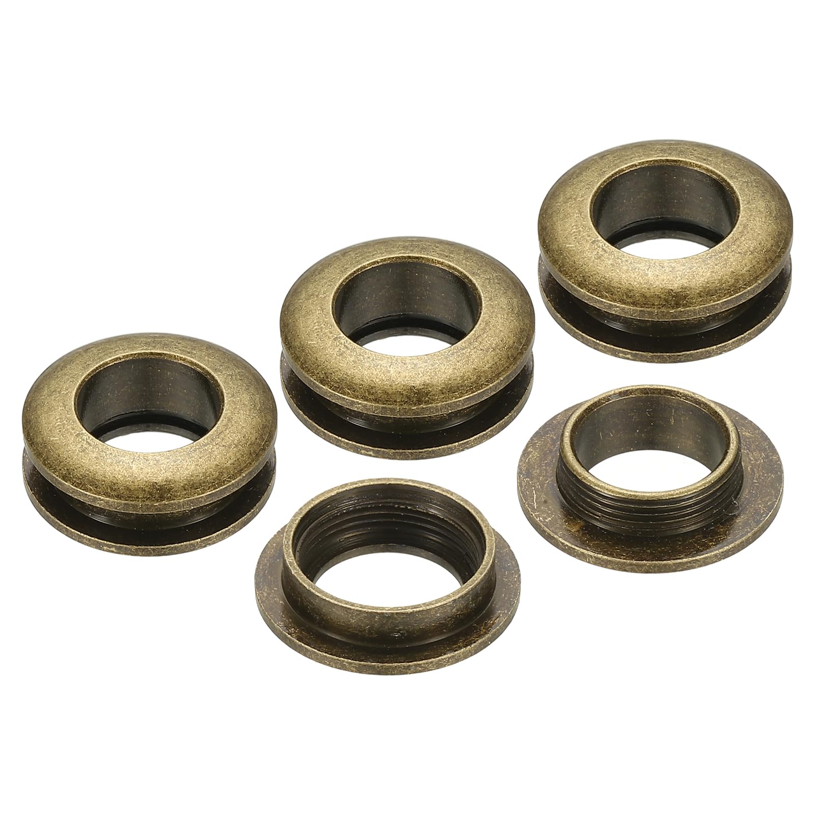 PATIKIL 10mm(2/5 inch) Solid Brass Hole Eyelets, 4 Pcs Arc Surface Self Backing Grommets with Washer for Shoes Clothes Crafts Bag Leather Craft, Bronze