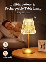 One Fire 10-Way Dimmable Rechargeable Glass Table Lamp 3 Color Touch view 6