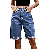 Sumleno Women's Jorts Y2k Baggy Jean Shorts Casual High Waist Straight Leg Long Denim Shorts Y2k Aesthetic Streetwear