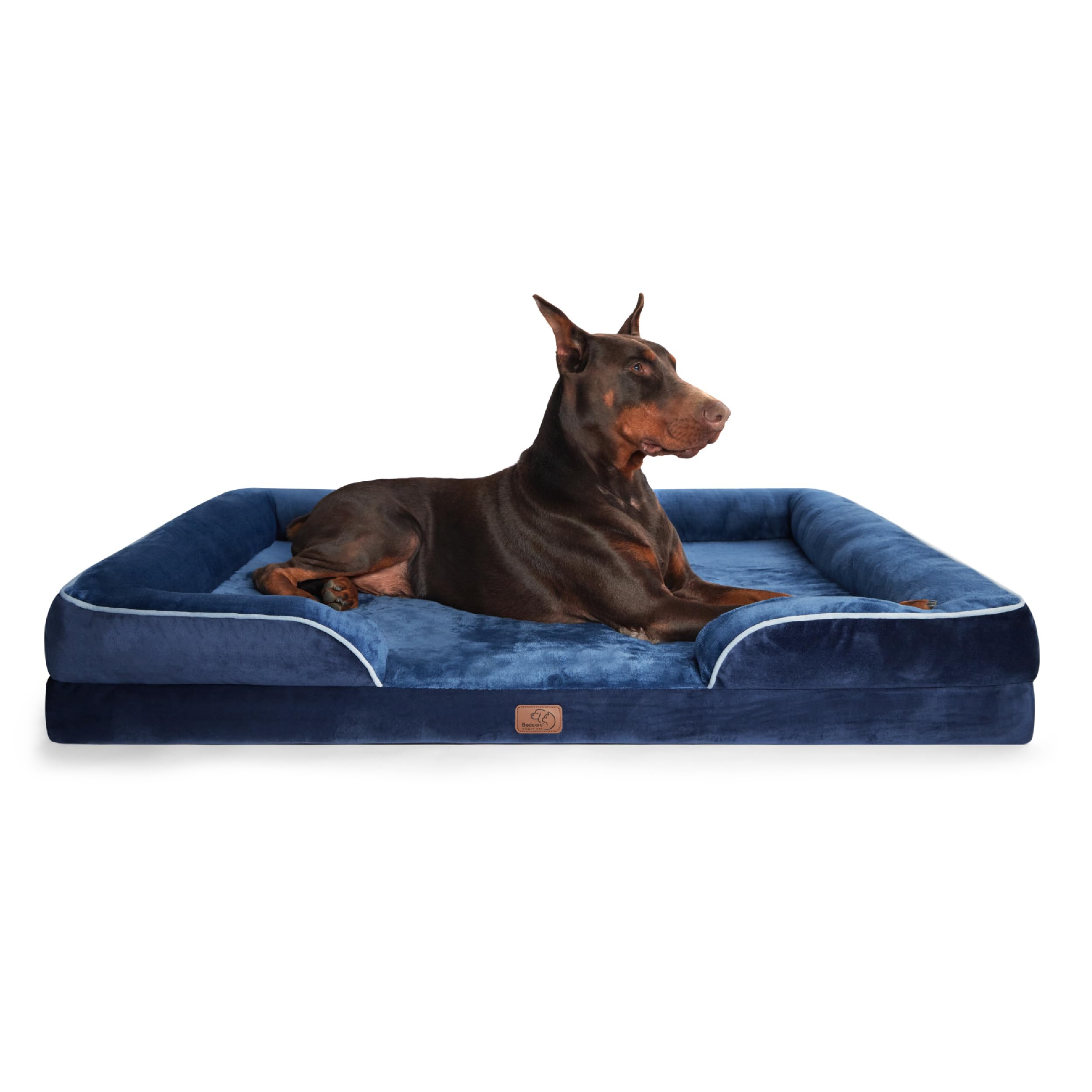 Photo 1 of Bedsure XXL Orthopedic Dog Bed for Extra Large Dogs - Washable Giant Dog Cat Bed Waterproof, Comfort Dogs Couch Sofa with Washable Removable Cover, Pet Bed with Nonskid Bottom, Blue Navy, 52"