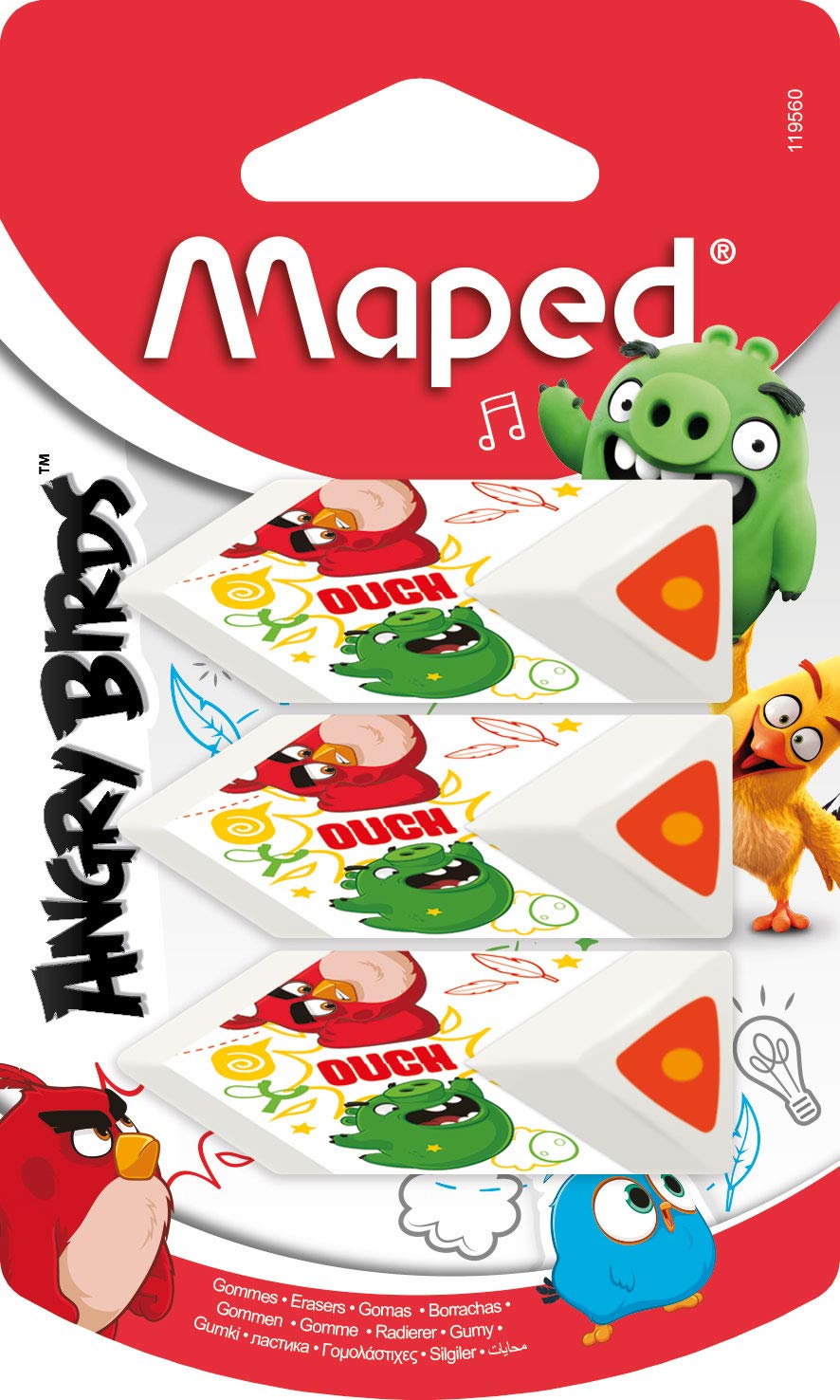 Maped - 3 x Angry Birds erasers