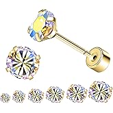AOEDEJ 6 Pairs Cubic Zirconia Earrings Studs Gold Silver Stud Earrings Hypoallergenic Earrings for Women Stud Earrings for Women Cartilage Earring