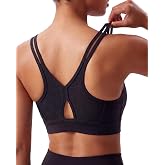 Yvette Yoga Bras for Women Padded Sports Low Impact Pilates Comfortable | v neck, light support, wire-free, lightweight, spaghetti strap mesh splicing, soft molded cups, for stretching, walking