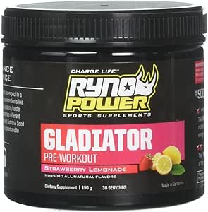 Amazon Com Ryno Power Gladiator Pre Workout Non Gmo Gluten Free Natural Flavor Dual Stage Energy Booster 30 Servings Health Household