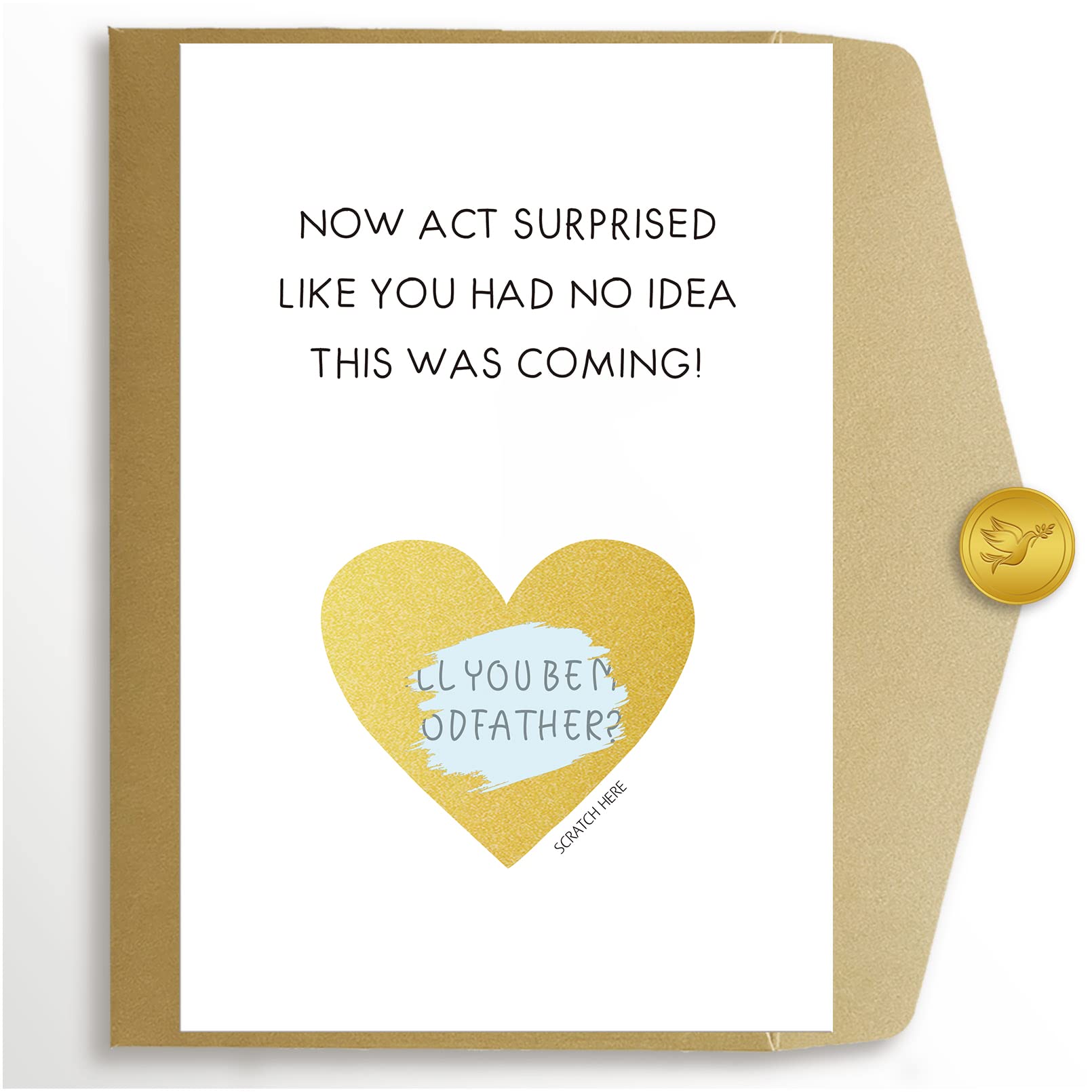 Photo 1 of Funny Godfather Proposal Scratch Off Card, Scratch Off Will You Be My Godfather Card, Now Act Surprised Godfather Request