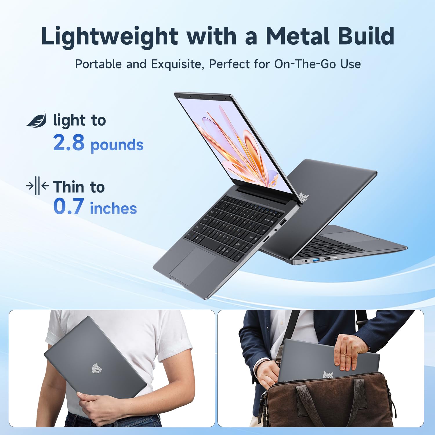 Bmax 14 inch Laptop Computer, 8GB RAM/256GB SSD, FHD IPS Display, Intel N5000 Processor Up to 2.7GHz, 2.4/5G WiFi, BT 5.0, Long Lasting Battery Portatile Notebook, Mini HDMI USB 3.0 Slim Silver Laptop