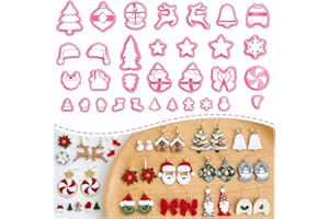 Keoker Christmas Clay Cutters, Christmas Clay Cutters for Jewelry Making, 32 Clay Cutters Shapes Christmas, Snowflake Clay Cutter for Earrings (All 2)