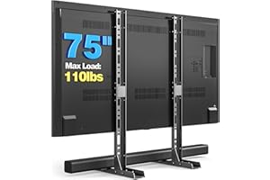 Rfiver Universal TV Stand for 20-75 inch Flat Curved TVs, Height Adjustable Table Top TV Stand, TV Feet with Cable Management,Steel Replacement TV Legs Holds up to 110 lbs, Max VESA 800x600mm, Black