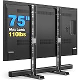 Rfiver Universal TV Stand for 20-75 inch Flat Curved TVs, Height Adjustable Table Top TV Stand, TV Feet with Cable Management,Steel Replacement TV Legs Holds up to 110 lbs, Max VESA 800x600mm, Black