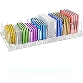 X-cosrack Expandable Food Container Lid Organizer,Large Capacity Adjustable 10 Dividers Detachable Lid Organizer Rack for Cabinets, Cupboards, Pantry Shelves, Drawers to Keep Kitchen Tidy,White