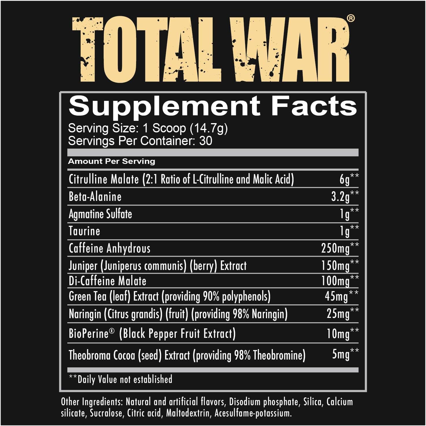 Redcon1 Total War - Pre Workout, 30 Servings, Boost Energy, Increase Endurance and Focus, Beta-Alanine, 350mg Caffeine, Citrulline Malate, Nitric Oxide Booster - Keto Friendly (Strawberry Mango): Health & Personal Care