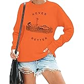 LUKYCILD Halloween Sweatshirts for Women Spooky Season Pullover Ghost Pumpkin Graphic Shirts Casual Long Sleeve Tops