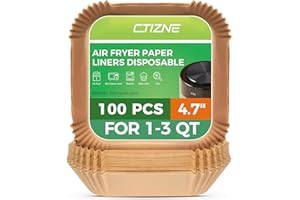 Air Fryer Liners Disposable - 100Pcs 4.7In Square Parchment Paper for Air Fryer, Non-Stick Oilproof Baking Paper Sheets for 1-3 QT Airfryer Basket