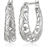 Amazon Collection Open Filigree Swirl Hoop Earrings in Sterling Silver