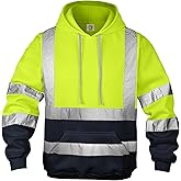 wefeyuv Hi Vis Men's Solid Color Reflective Visibility Sweatshirts Pullover