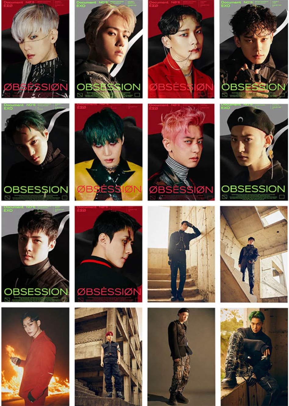 dfgjdryt Extraordinary 16pcs/Set Kpop EXO Obsession 2019 6th New Album LOMO Photo Picture Cards(None 3)