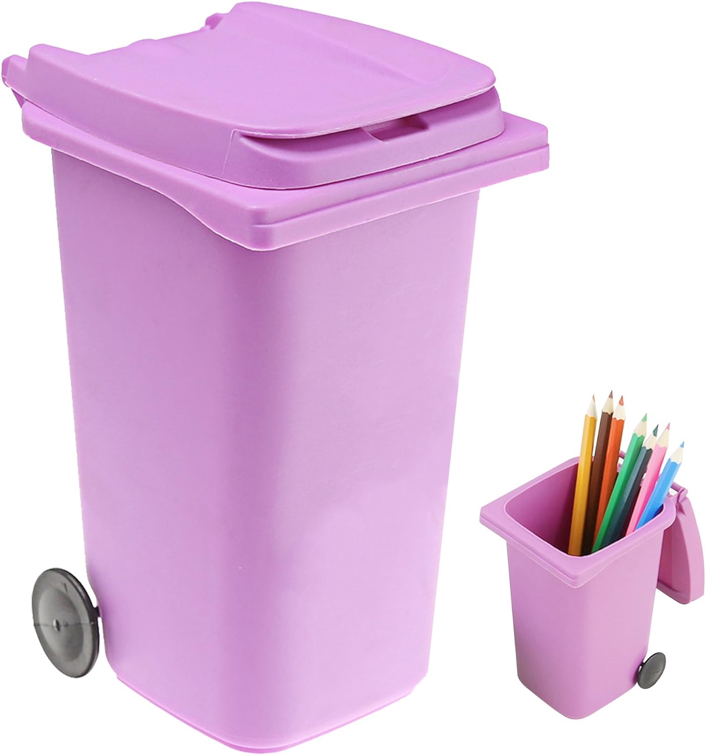 ASZCXTOP Mini Wheelie Bin Desk Tidy Multifunctional Pen Holder