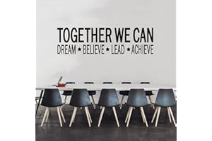 VODOE Together We Can Dream Believe Lead Achieve Wall Decals Office Meeting Room Wall Stickers Inspirational Motivational Art Vinyl Office Teamwork Quotes Business Wall Decor 25"X7"