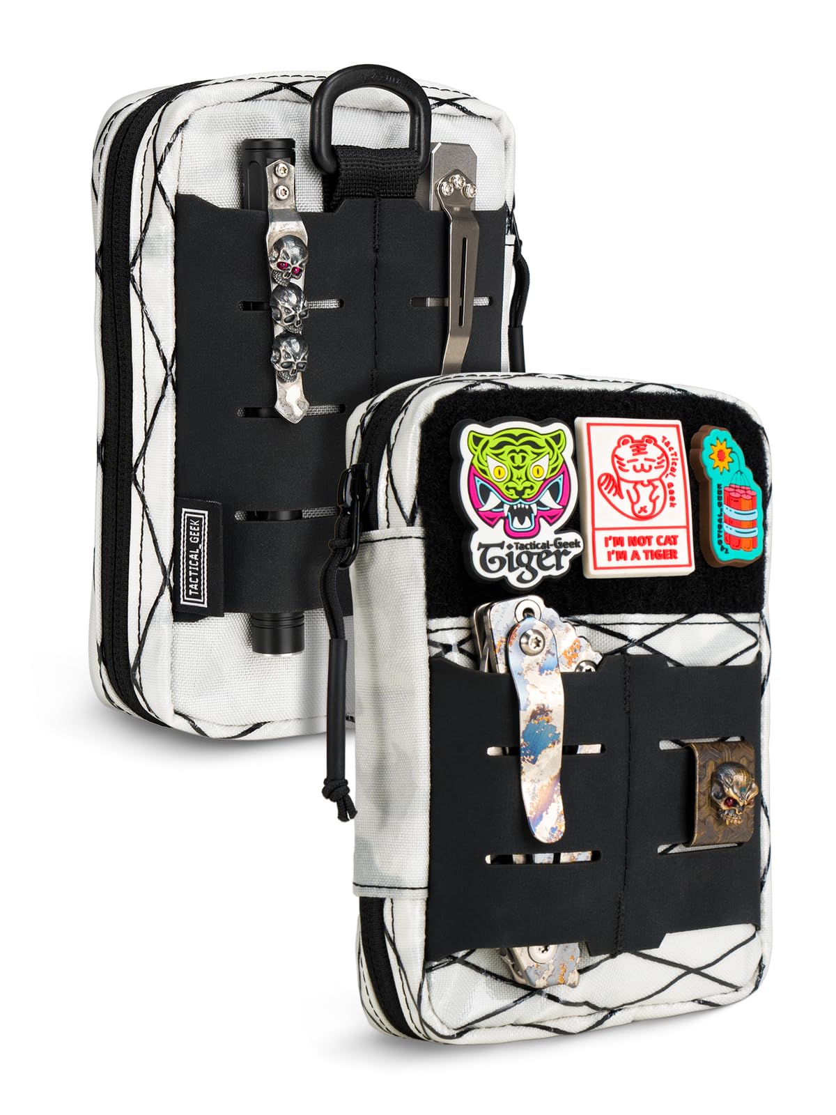 TACTICAL GEEK Compact Multi-Purpose MOLLE EDC Waist Pouch, Nylon Daily Utility Tool Organizer Bag X-White