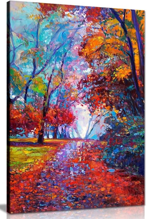 Amazon Com Abstract Contemporary Painting Autumn Forest Canvas Wall Art Picture Print 30xin Posters Prints
