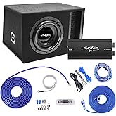 Skar Audio Single 10" Complete 2,000 Watt EVL Series Subwoofer Bass Package - Includes Loaded Enclosure with Amplifier