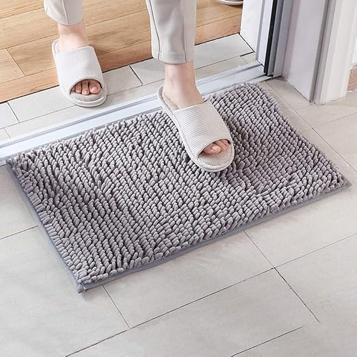 Soft Plush Bath Mat Chenille Fabric Bath Rugs Absorbent Floor Mat Bathroom Carpet Non Slip Rugs Suitable For Bathroom Living Room Kitchen Bedroom Light Grey 15 7 23 6 Inch Amazon Ca Home Kitchen