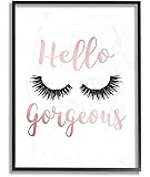 Stupell Industries Hello Gorgeous Eyelashes Typography Black Framed Wall Art, 11 x 14, Design by Artist Amanda Greenwood