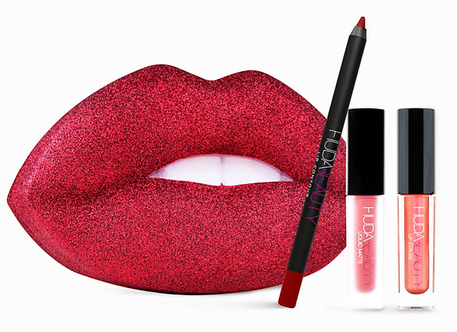 huda beauty glitter lipstick set