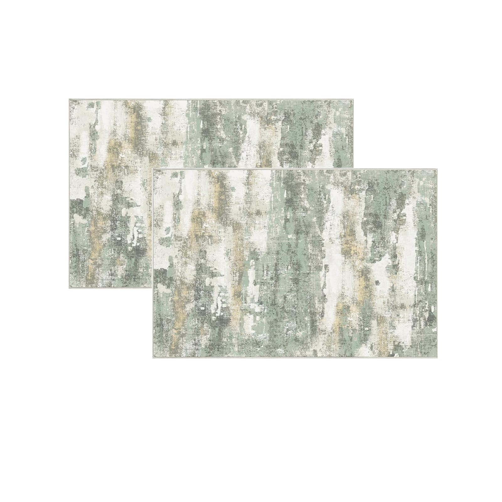 Photo 1 of 2 Pcs Area Rugs 18" x 30", Modern Abstract Machine Washable Large Sage Green Soft Rug,Welcome Mats Entryway Rug Doormats for Kitchen (Sage Green)