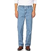 Soojun Mens Casual Loose Fit Elastic Waist Jeans Denim Pants