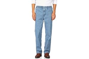 Soojun Mens Casual Loose Fit Elastic Waist Jeans Denim Pants