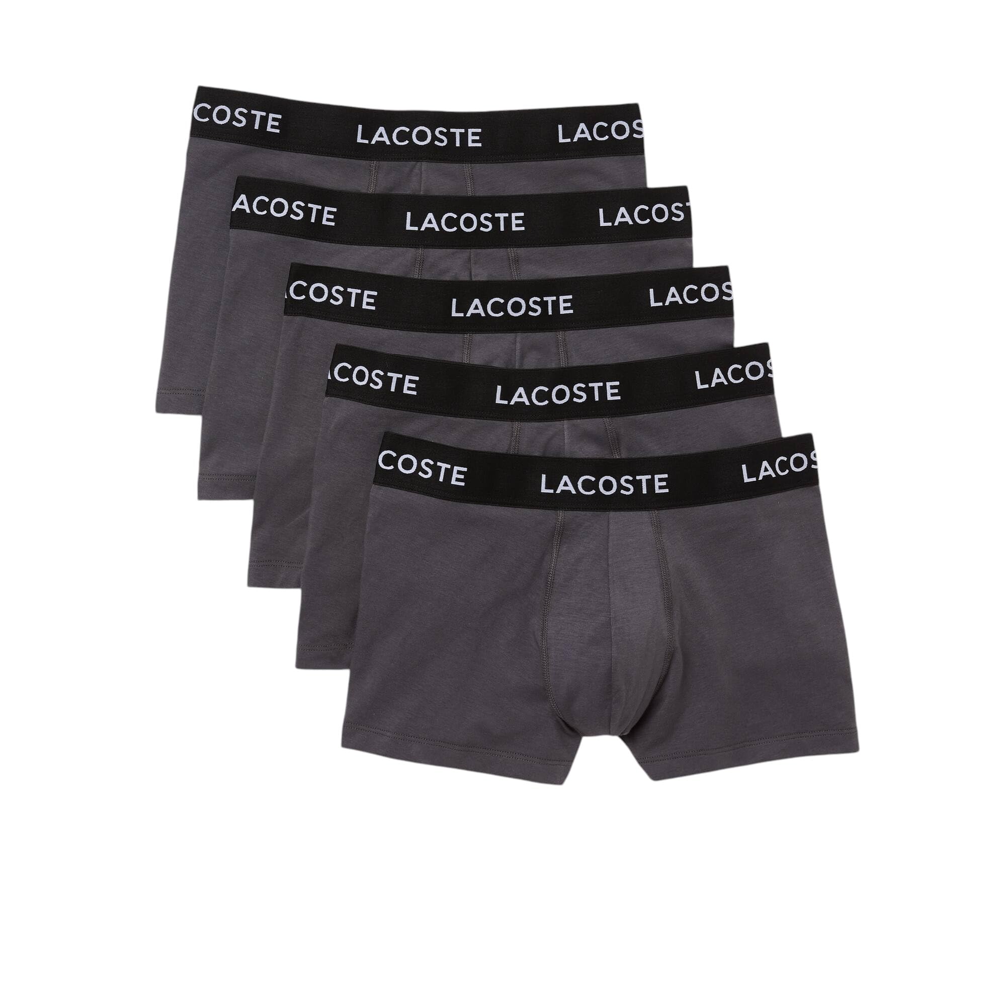 Photo 1 of Lacoste Men's Cotton Stretch Essentials Trunks, 5-pack, Shadow Grey, Medium